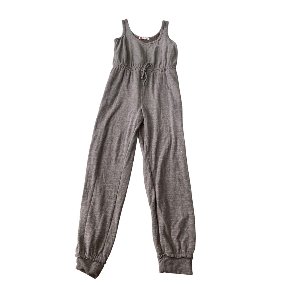 FP Beach Women's‎ Gray Jersey Knit Jumpsuit Tie Waist Jogger Cuffs